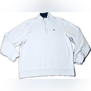 Vineyard Vines Men's Sky Blue Cotton Quarter Zip Pullover Preppy Sweater L